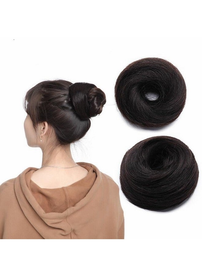 BLUSHIA 100% Human Hair Bun Extensions (Black) Messy Hair Bun Scrunchies Real Hair Rose Bun Hairpieces for Women Curly Messy Hair Bun for Girls - Image 1