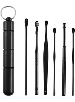 Earwax Removal kit, Ear Wax Removal 6-in-1 Ear Pick Tools Reusable Ear Cleaner, Stainless Steel Ear Pick Set with Keychain Box Utility to Use