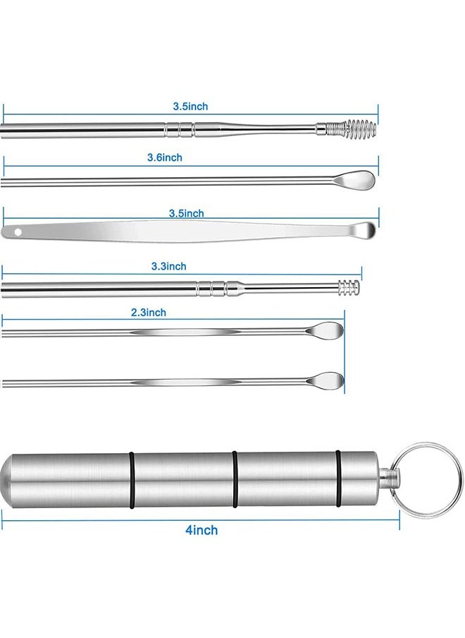 Golden - Earwax Removal kit, Ear Wax Removal 6-in-1 Ear Pick Tools Reusable Ear Cleaner, Stainless Steel Ear Pick Set with Keychain Box Utility to Use - Image 1