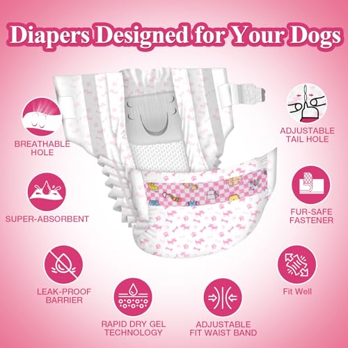 Dono Disposable Dog Diapers Female, Super Absorbent Doggie Diaper, Rapid-Dry Gel Technology Puppy Diapers, Leak-Proof Fit for Cat Doggy in Heat, Excitable Urination, Incontinence, XX-Small - Image 2