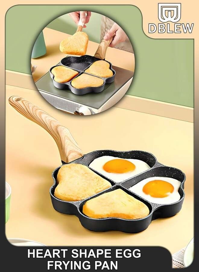 Love Heart Shape 4 Hole Nonstick Ceramic Coated Omelette Frying Pan Pancake Dumpling Maker Cooker Kitchen Utensil For Ham Burger And Breakfast Fried Egg Skillet - Image 5