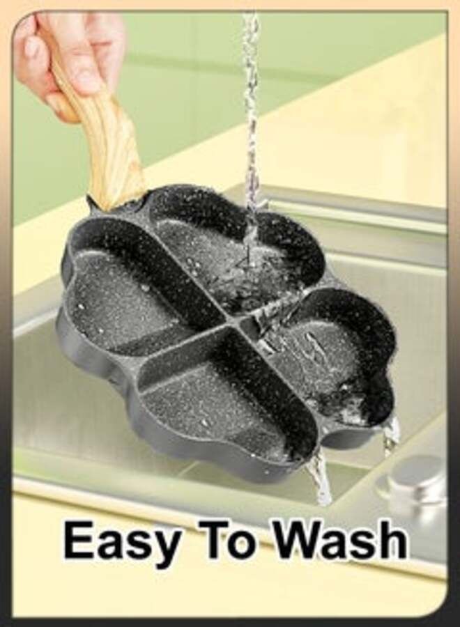 Love Heart Shape 4 Hole Nonstick Ceramic Coated Omelette Frying Pan Pancake Dumpling Maker Cooker Kitchen Utensil For Ham Burger And Breakfast Fried Egg Skillet - Image 4