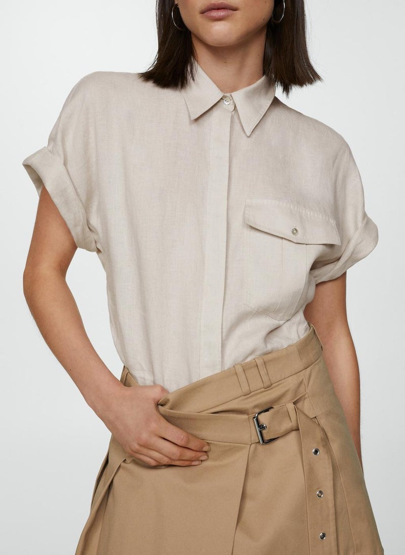 MANGO - Pocket Linen Shirt - Image 1