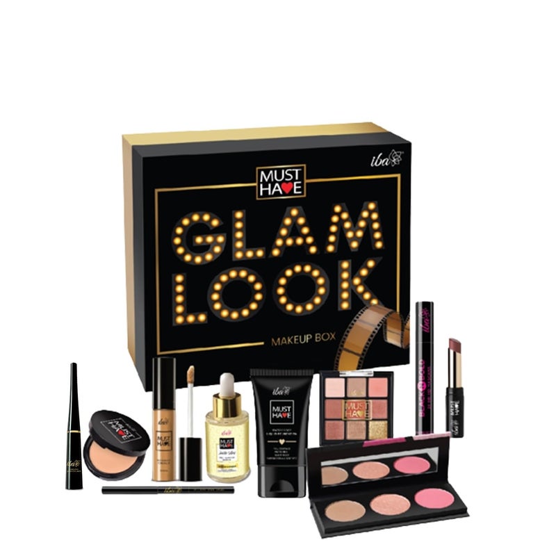 Iba Must Have Glam Look Makeup Box Medium for Women | Pre Makeup Serum | Waterproof Foundation | Matte Compact | Concealer | Transfer Proof Lipstick | 3 in 1 Face Palette with Blush Highlighter Contour | 9 in 1 Eyeshadow Palette | Smudge Proof Kajal | Eyeliner| Mascara | Long Lasting & Waterproof Face Makeup | Makeup Kit for Women - Image 5