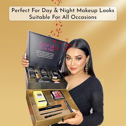 Iba Must Have Glam Look Makeup Box Medium for Women | Pre Makeup Serum | Waterproof Foundation | Matte Compact | Concealer | Transfer Proof Lipstick | 3 in 1 Face Palette with Blush Highlighter Contour | 9 in 1 Eyeshadow Palette | Smudge Proof Kajal | Eyeliner| Mascara | Long Lasting & Waterproof Face Makeup | Makeup Kit for Women - Image 2