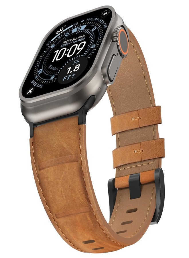 Delidigi حزام دليديجي الفاخر من الجلد الطبيعي متوافق مع ساعة آبل ألترا 49mm 46mm 45mm 44mm 42mm، حزام بديل مصنوع يدويًا من جلد القمة لساعة آي ووتش ألترا 3 2 1، SE 3 2 1، السلسلة 11 10 9 8 7 6 5 4 3 - Image 1