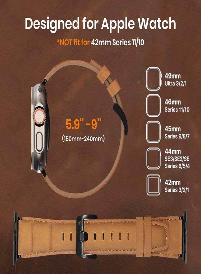 Delidigi حزام دليديجي الفاخر من الجلد الطبيعي متوافق مع ساعة آبل ألترا 49mm 46mm 45mm 44mm 42mm، حزام بديل مصنوع يدويًا من جلد القمة لساعة آي ووتش ألترا 3 2 1، SE 3 2 1، السلسلة 11 10 9 8 7 6 5 4 3 - Image 3