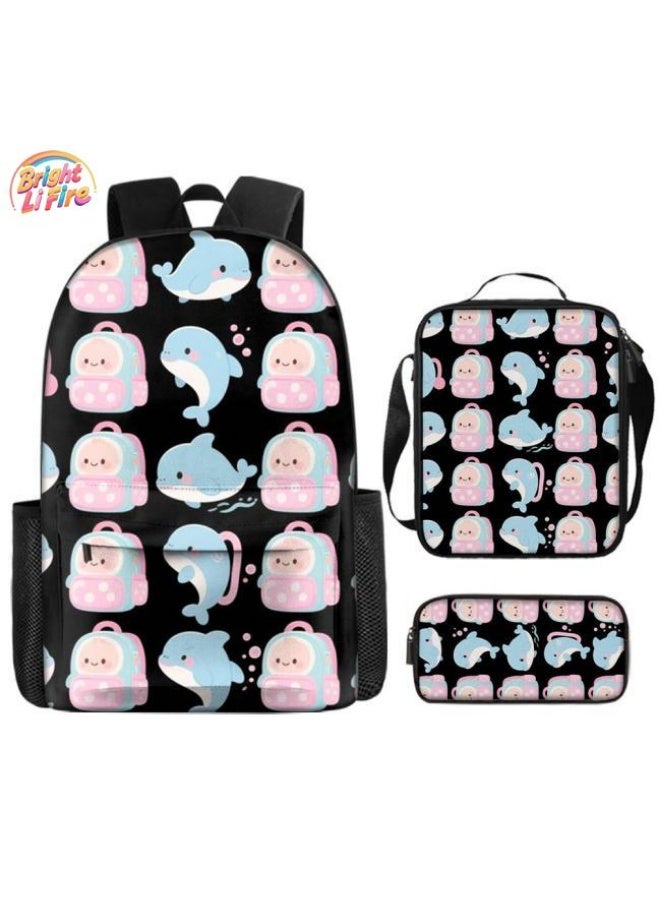 Bright Li Fire Fashion is unlimited! Cartoon bag three-piece set, suitable for a variety of scenes for students and teenagers (available for students, children, friends on outings, mountain climbing, school, etc.) - 46 - Image 1
