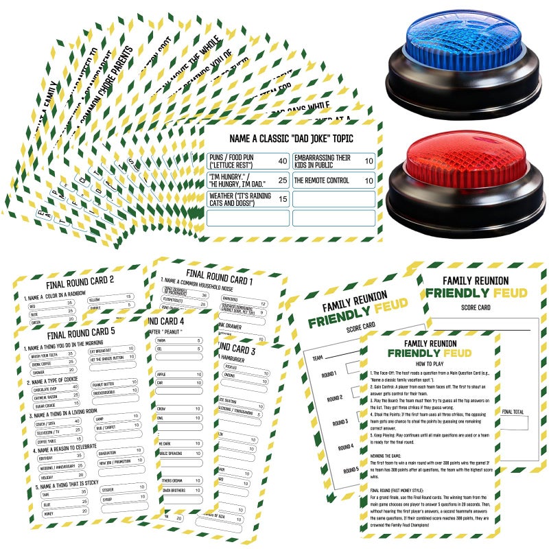 IIDEA Family Friendly Feud Card Game with 2 Answer Buzzers,Family Game Night Funny Trivia Quiz for Holiday Gathering Party Office Class Groups Team Building - Image 1