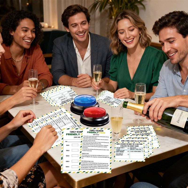 IIDEA Family Friendly Feud Card Game with 2 Answer Buzzers,Family Game Night Funny Trivia Quiz for Holiday Gathering Party Office Class Groups Team Building - Image 4