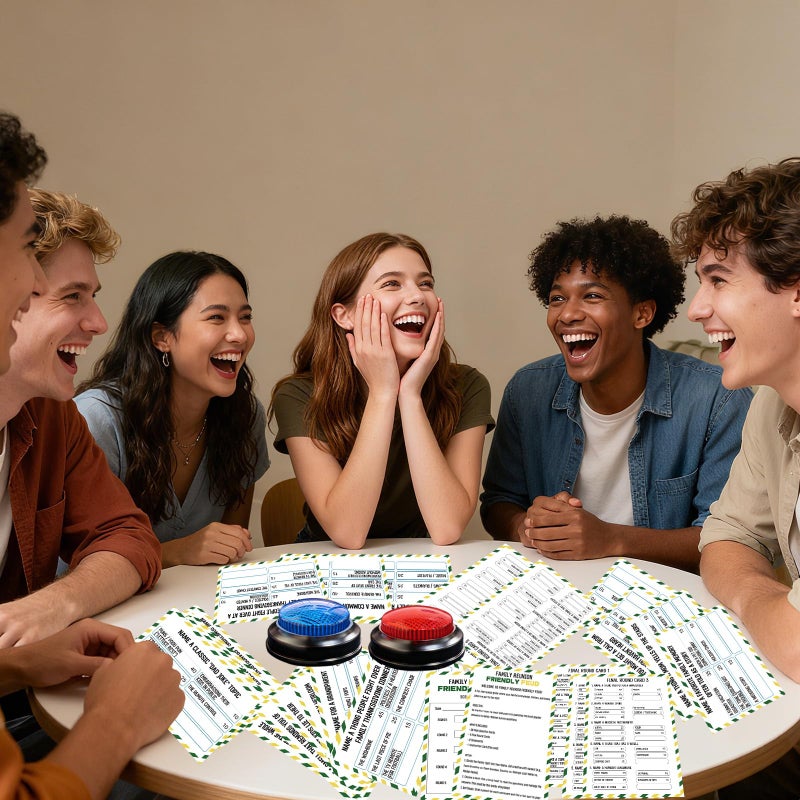 IIDEA Family Friendly Feud Card Game with 2 Answer Buzzers,Family Game Night Funny Trivia Quiz for Holiday Gathering Party Office Class Groups Team Building - Image 5