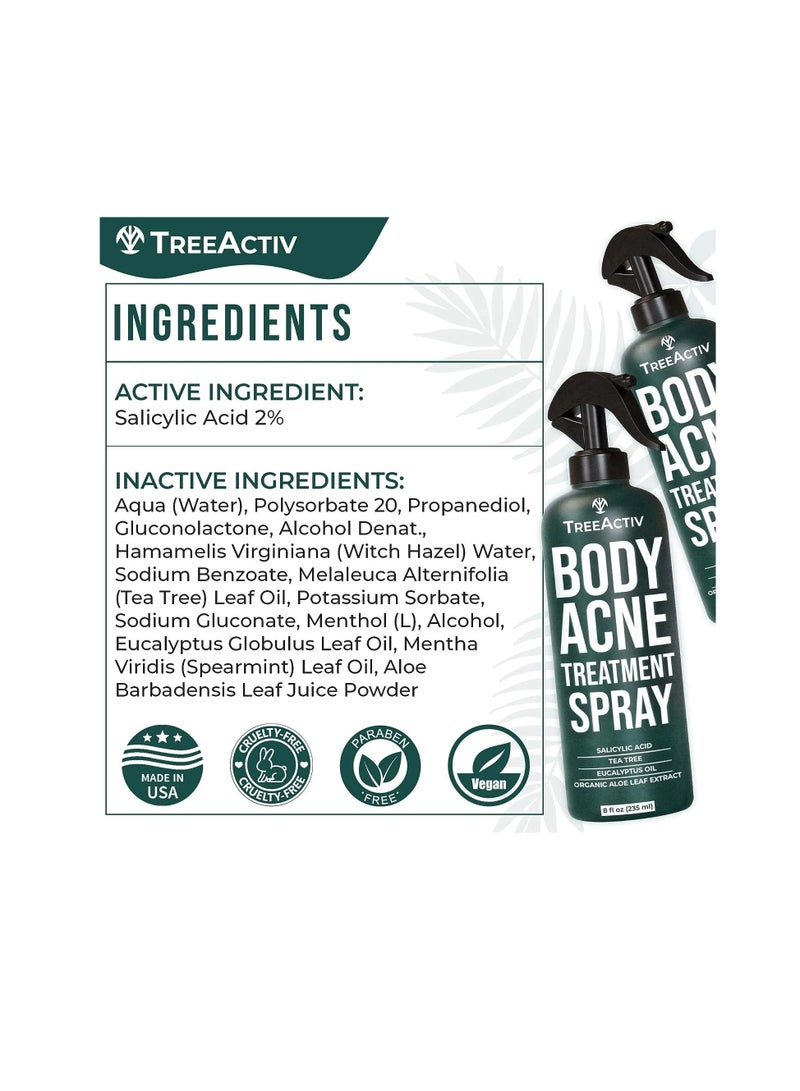TreeActiv Body Acne Treatment Spray, 8 oz, 2% Salicylic Acid Spray for Body, Back Acne Treatment Spray with Tea Tree Oil and Aloe Vera - Image 2