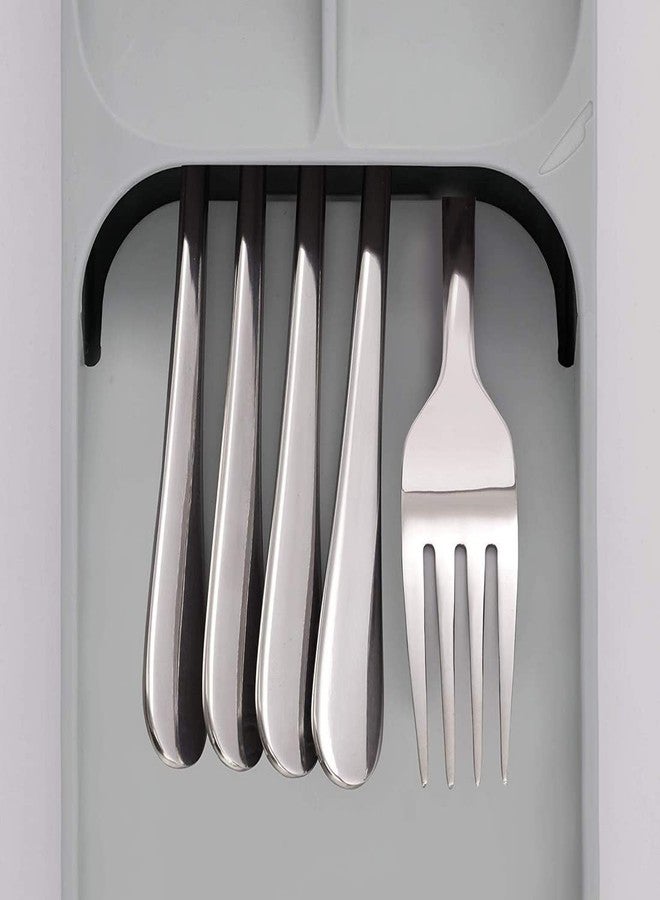 Kiyasu Plastic Kitchen Drawer Organizer Tray Cutlery Spoon Fork Storage Tableware Holder Rack Box Kitchen Utensil Flatware Tray 39.6 * 11 * 5.5cm (Grey) - Image 4