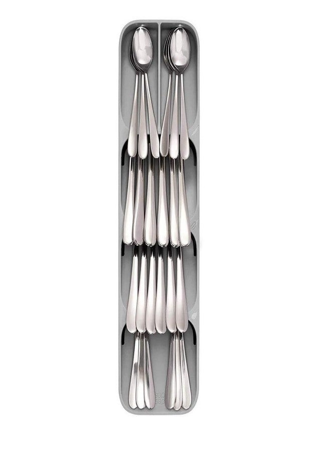 Kiyasu Plastic Kitchen Drawer Organizer Tray Cutlery Spoon Fork Storage Tableware Holder Rack Box Kitchen Utensil Flatware Tray 39.6 * 11 * 5.5cm (Grey) - Image 3