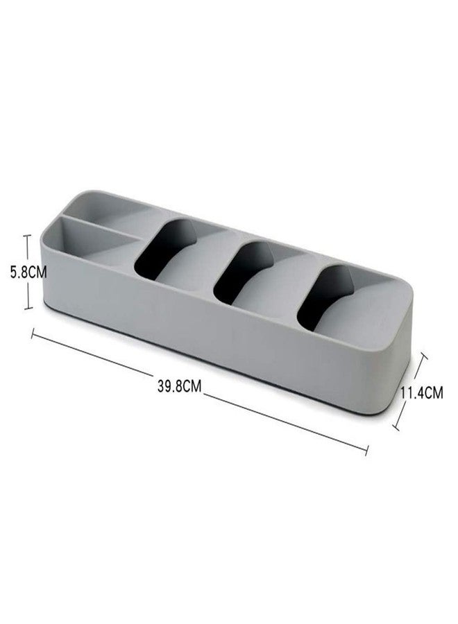 Kiyasu Plastic Kitchen Drawer Organizer Tray Cutlery Spoon Fork Storage Tableware Holder Rack Box Kitchen Utensil Flatware Tray 39.6 * 11 * 5.5cm (Grey) - Image 2