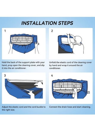 Air Conditioning Cleaning Cover Bag, Wall Mounted Dust Washing Clean Protector Kit with 2.8M Water Pipe, Air Conditioner Service Bag for Household AC Units (2P-3P) - view 5