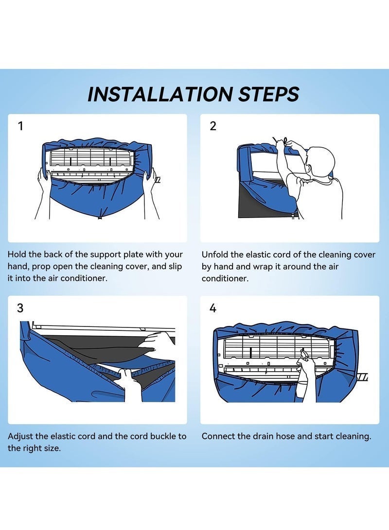 هاهاهاي حقيبة غطاء تنظيف تكييف الهواء ، طقم واقي نظيف لغسيل الغبار مثبت على الحائط مع أنبوب ماء 2.8 متر ، حقيبة خدمة مكيف الهواء لوحدات التكييف المنزلية (2P-3P) - Image 5