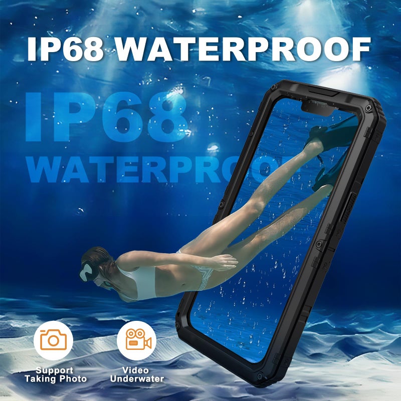Mitywah Waterproof Case for iPhone 14 Pro Max, Heavy Duty Metal Case with Built-in Screen Protector, Military Grade Drop Protection Full Body Aluminum Protective Cover 6.7 inch, Black - Image 3