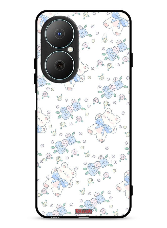 Tolwak Huawei Nova Y73 Protective Case Cover Cute Teddy Bear And Flowers Icon