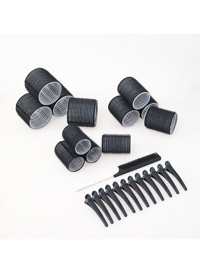 FASHION HOME 25 Pcs Rollers Hair Curlers Set with 12Pcs Self Grip Hair Rollers 3 Sizes and 12 Pcs Clips for Blowout Look Long Medium Short Thick Hair Volume - Image 1