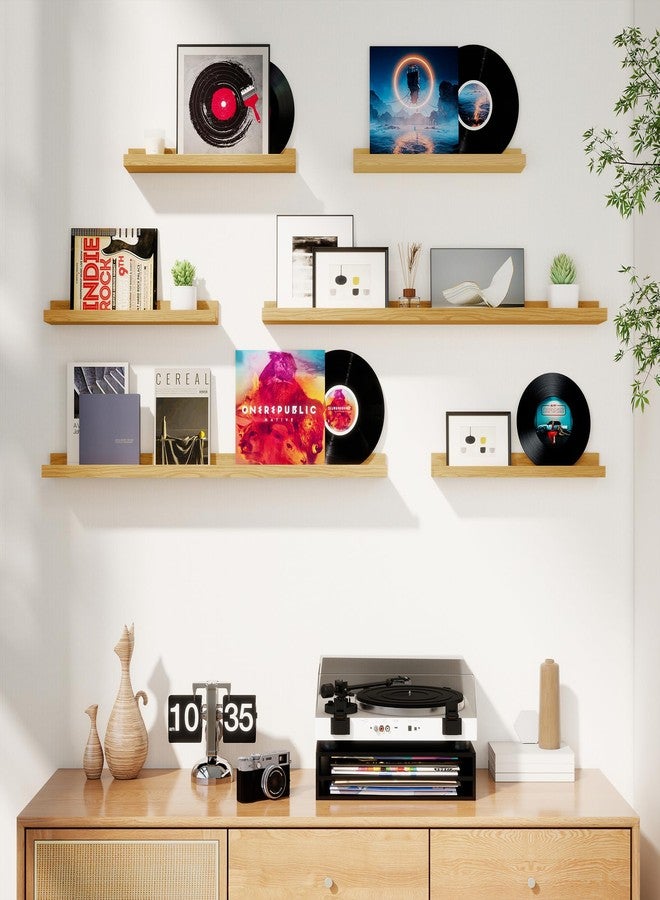 Axeman Picture Ledge Shelf, Floating Shelves for Wall Decor Storage Set of 6, 16 inch Floating Wall Mounted Shelves, Wall Shelves with Lip for Living Room, Bedroom, Nursery, Bathroom, Kitchen, Oak - Image 2