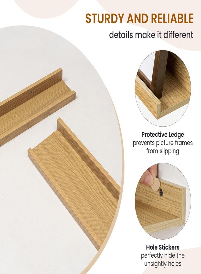 Axeman Picture Ledge Shelf, Floating Shelves for Wall Decor Storage Set of 6, 16 inch Floating Wall Mounted Shelves, Wall Shelves with Lip for Living Room, Bedroom, Nursery, Bathroom, Kitchen, Oak - Image 4