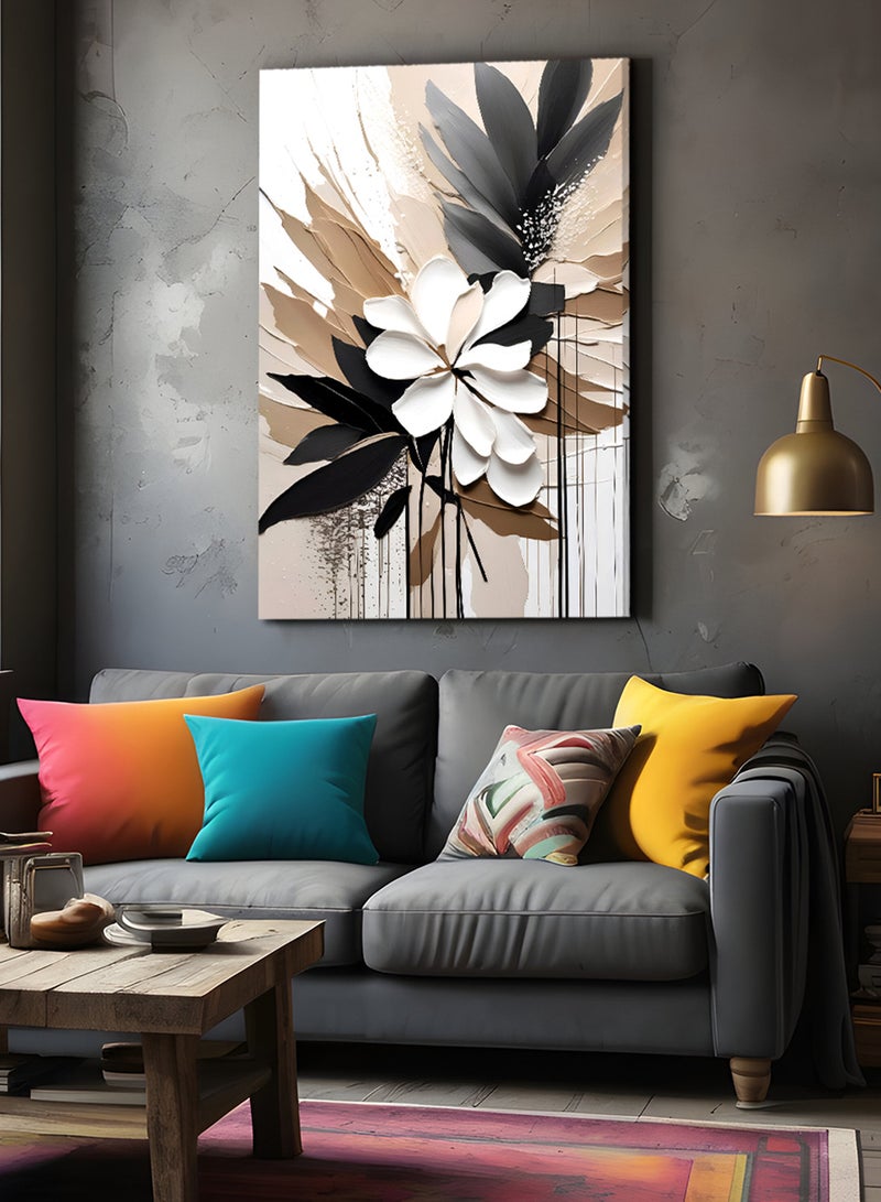 لوحة كانفاس على إطار خشبي بتصميم فن تجريدي من النبات - Image 2