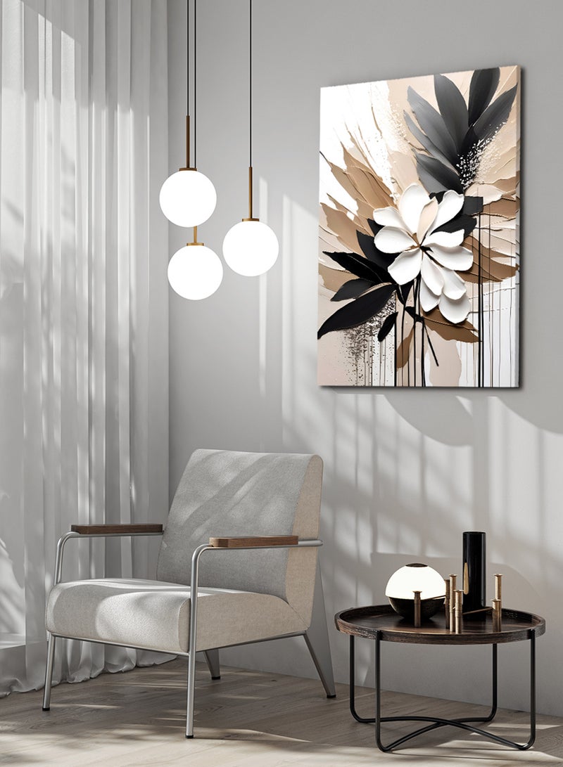 لوحة كانفاس على إطار خشبي بتصميم فن تجريدي من النبات - Image 3