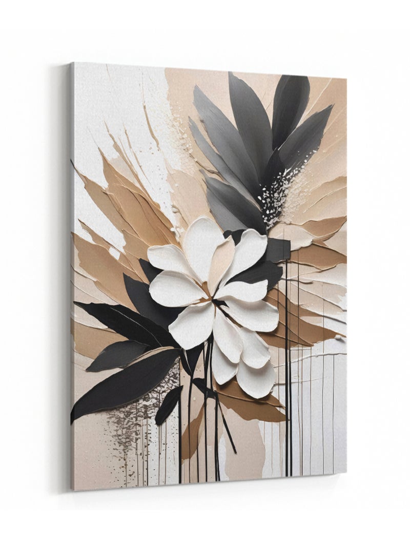 لوحة كانفاس على إطار خشبي بتصميم فن تجريدي من النبات - Image 4