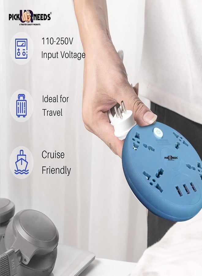 Pick Ur Needs Extension Cord/Board/Switch/Power Strip with Charging Ports and 4 Socket -10 Amp Heavy Duty for Multiple Devices Smartphone Tablet Laptop (Blue) - Image 4