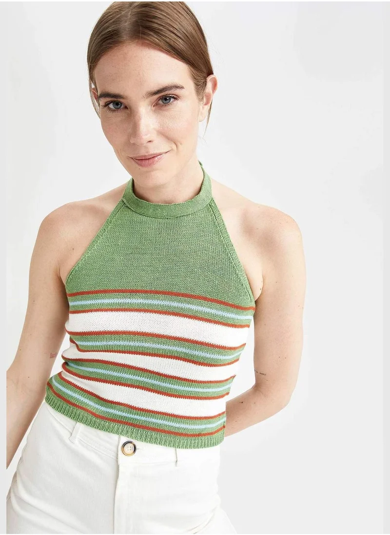 DeFacto Multicolour Stripe Racer Neck Top