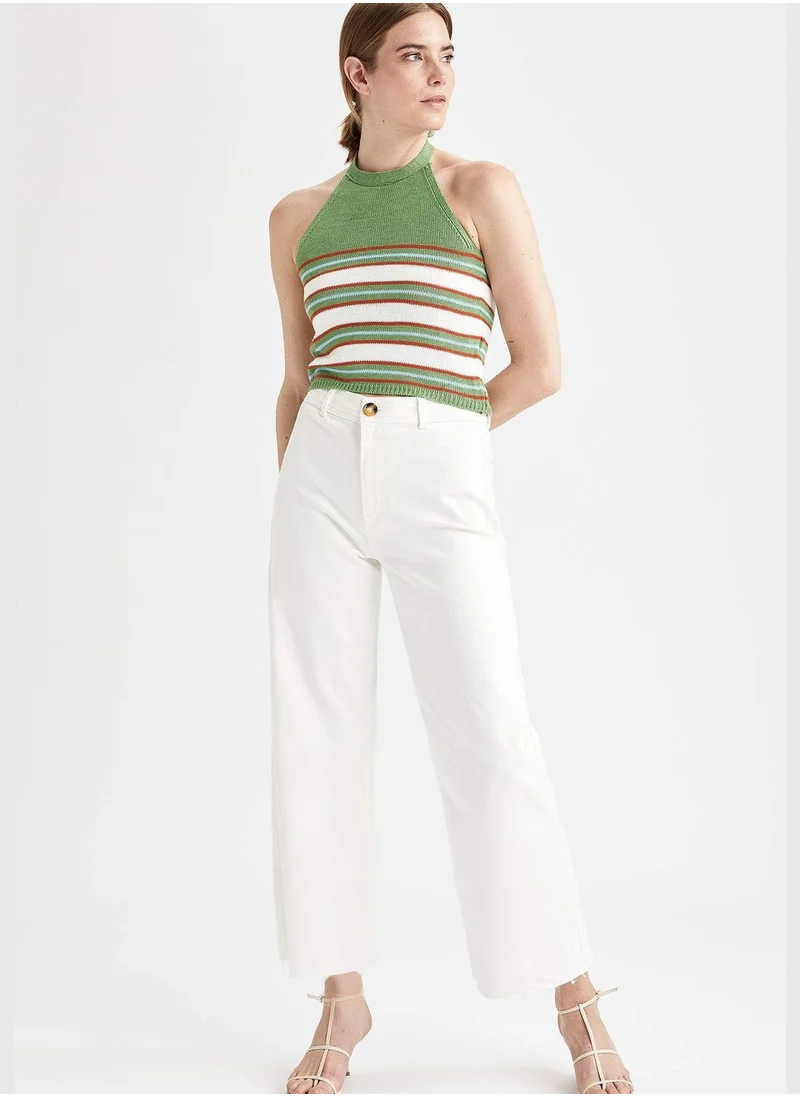 DeFacto Multicolour Stripe Racer Neck Top