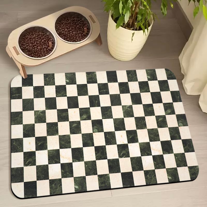 Zoeeya Dog Food Mats for Floors Waterproof, Pet Water Bowl Mats Pet Feeding Absorbent Placemats Plaid 12 * 20 inch - Image 1