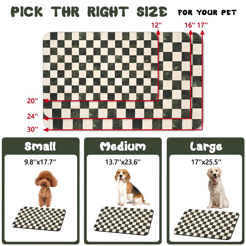 Zoeeya Dog Food Mats for Floors Waterproof, Pet Water Bowl Mats Pet Feeding Absorbent Placemats Plaid 12 * 20 inch - Image 4