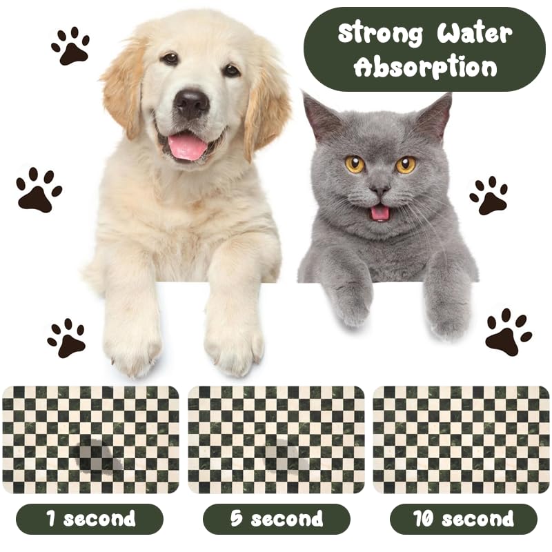 Zoeeya Dog Food Mats for Floors Waterproof, Pet Water Bowl Mats Pet Feeding Absorbent Placemats Plaid 12 * 20 inch - Image 5