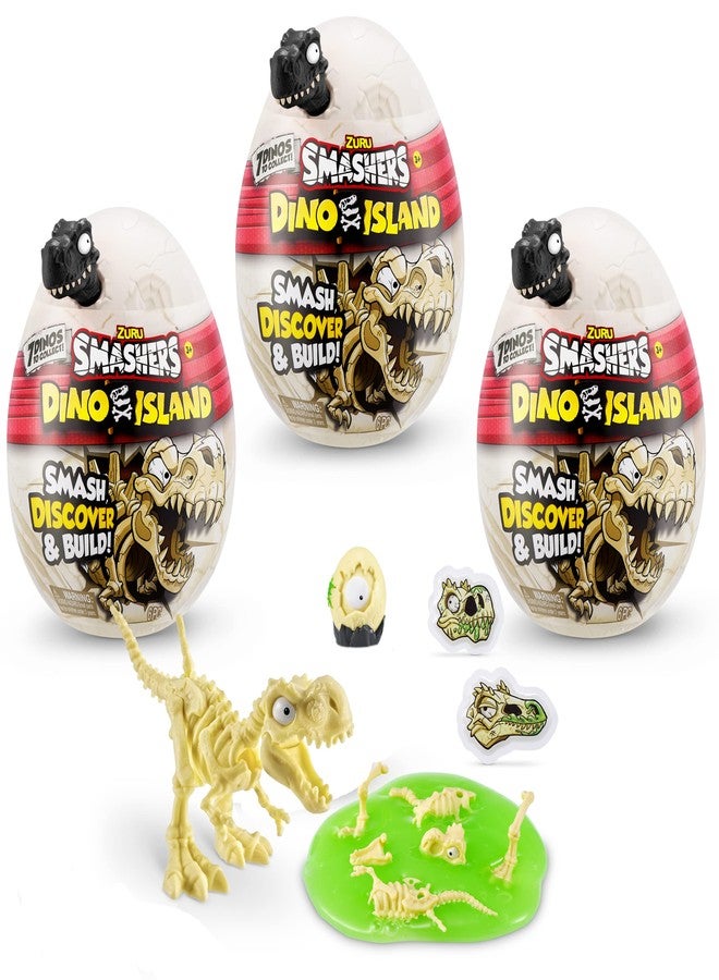 ZURU SMASHERS Smashers Dino Island Nano Egg (3 Pack) by ZURU with 6 Hidden Surprises, Mini and Dinosaur Toy, Prehistoric Discovery Slime More, Age 3+ (Color May Vary) - Image 1