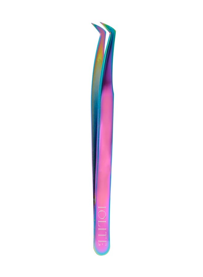 IOLITE Eyelash Extension Tweezers For Volume Lashes Professional Precision Stainless Steel Curved Angled Tips - Image 2