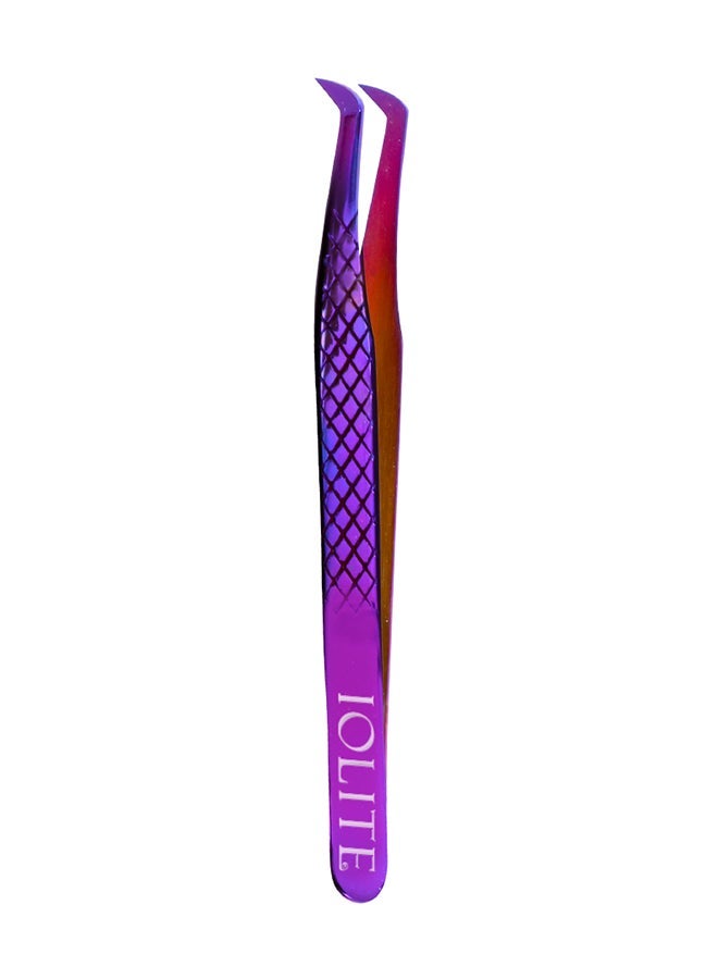 IOLITE Eyelash Extension Tweezers For Volume Lashes Professional Precision Stainless Steel Curved Angled Tips - Image 1