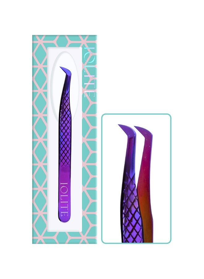 IOLITE Eyelash Extension Tweezers For Volume Lashes Professional Precision Stainless Steel Curved Angled Tips - Image 3