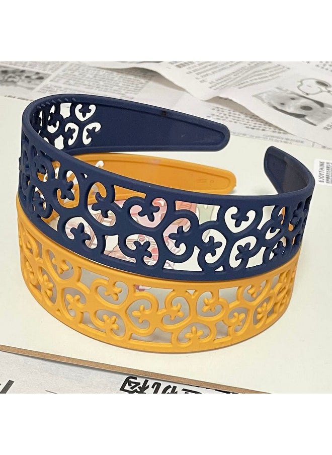 Springtime Springtime 6pcs Wide Headbands for Girls Women 40mm Teeth Plastic Hair Headbands Flower Thick Hair Hoops Hair Accessories in Assorted Colors  - Image 3
