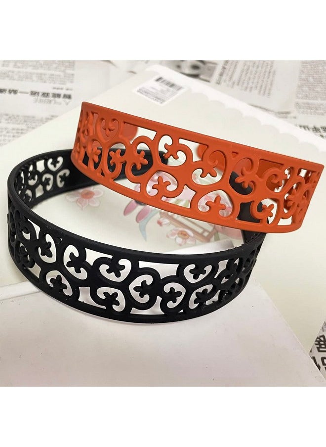 Springtime Springtime 6pcs Wide Headbands for Girls Women 40mm Teeth Plastic Hair Headbands Flower Thick Hair Hoops Hair Accessories in Assorted Colors  - Image 2