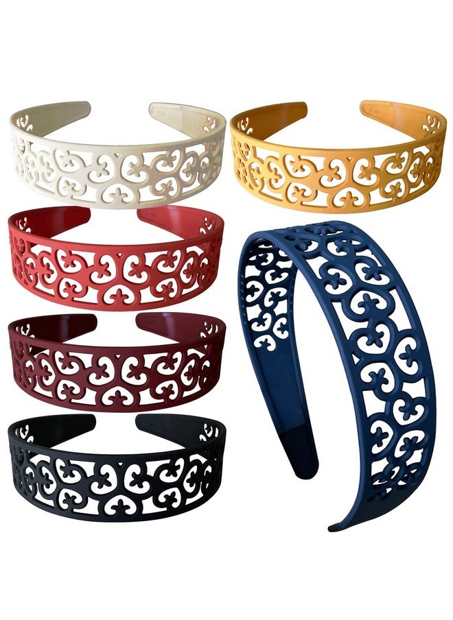 Springtime Springtime 6pcs Wide Headbands for Girls Women 40mm Teeth Plastic Hair Headbands Flower Thick Hair Hoops Hair Accessories in Assorted Colors  - Image 1