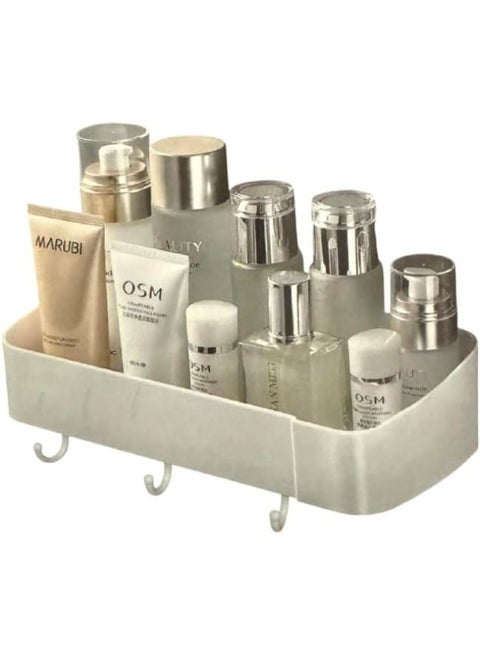 رف حمام عملي معلق ذاتي اللصق مع خطاف - بلاستيك متعدد الاستخدامات لسهولة التركيب على الحائط