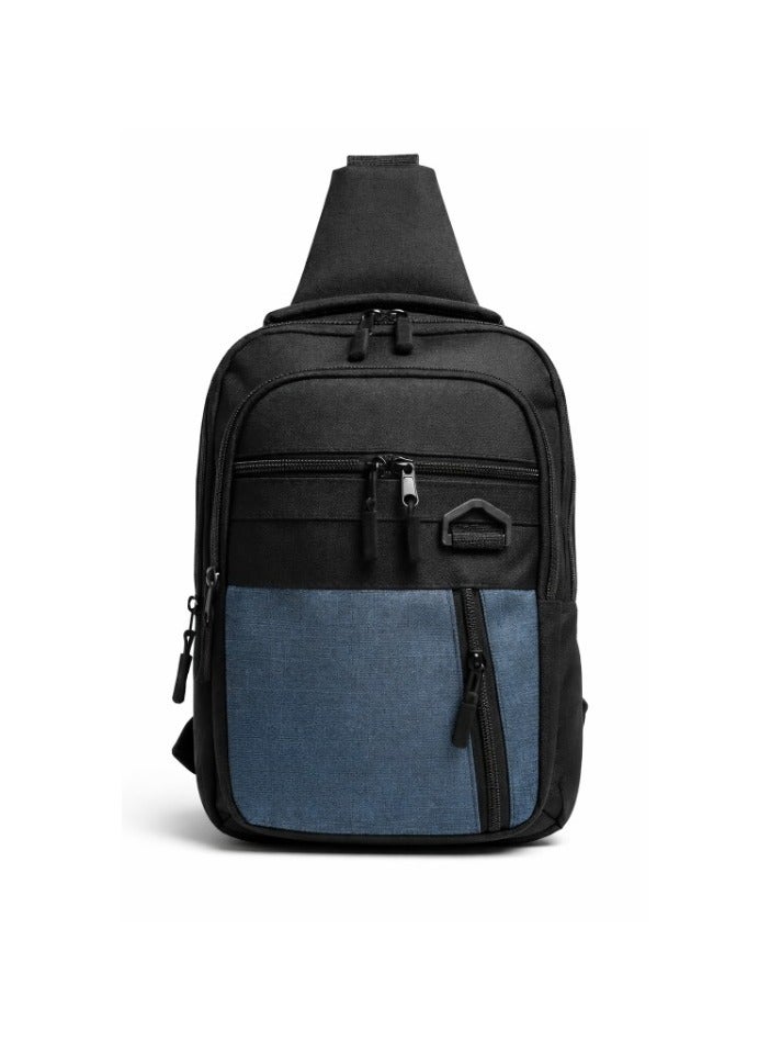 Unisex Crossbody Bag Waterproof Design, Stylish Shoulder and Chest Sling Bag with USB Charging Port, Multi-Pocket Layout for Travel, Sports and Daily Work in Black and Grey - Image 1