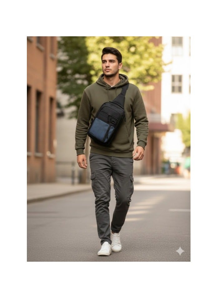 Unisex Crossbody Bag Waterproof Design, Stylish Shoulder and Chest Sling Bag with USB Charging Port, Multi-Pocket Layout for Travel, Sports and Daily Work in Black and Grey - Image 2