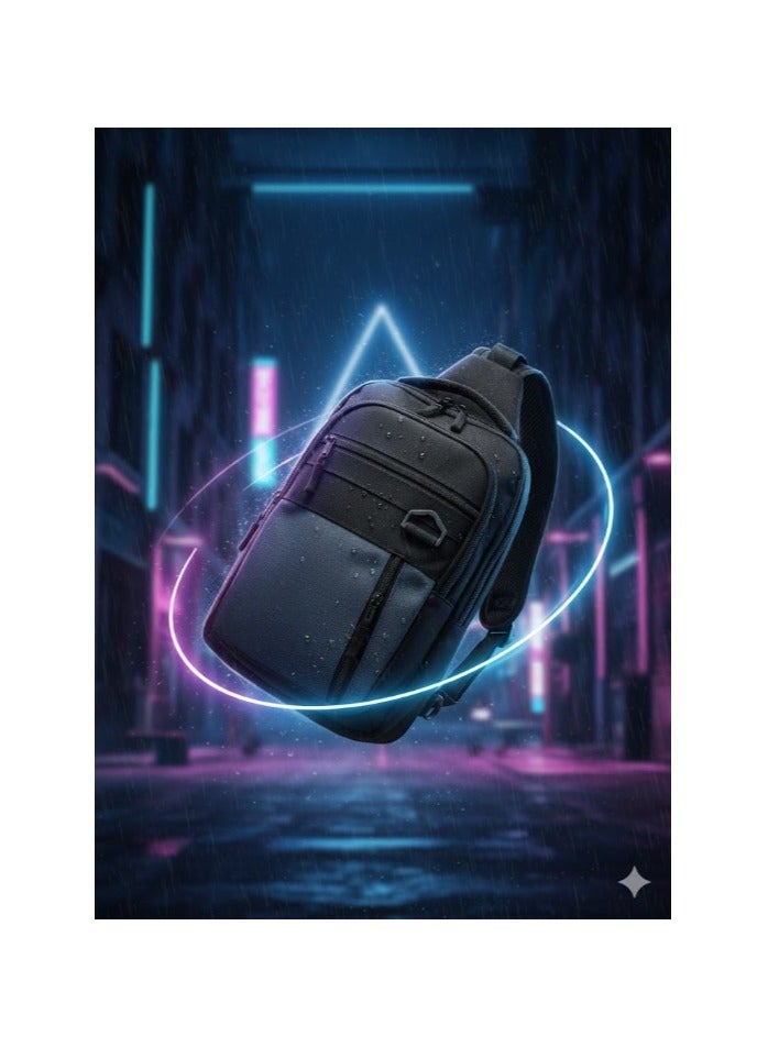 Unisex Crossbody Bag Waterproof Design, Stylish Shoulder and Chest Sling Bag with USB Charging Port, Multi-Pocket Layout for Travel, Sports and Daily Work in Black and Grey - Image 4