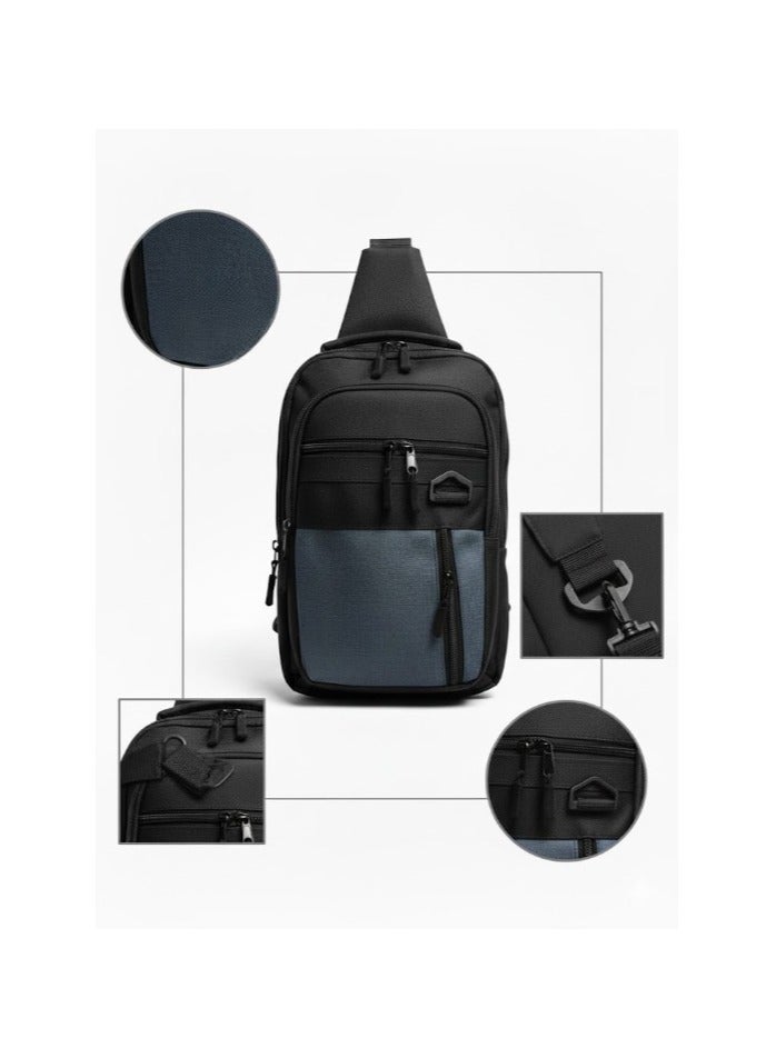 Unisex Crossbody Bag Waterproof Design, Stylish Shoulder and Chest Sling Bag with USB Charging Port, Multi-Pocket Layout for Travel, Sports and Daily Work in Black and Grey - Image 5