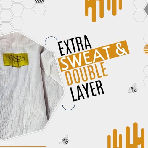 OZ ARMOUR Three Layer Mesh Ventilated Beekeeping Suit, Sting proof Beekeeper Suit with Fencing & Round Brim Hat (Large) - Image 5