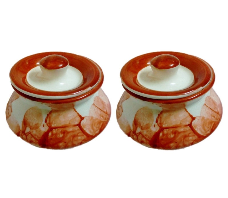 RV CRAFTS Ceramic Classic Decorative Achar Handi Multicolour 3inch Set of 2