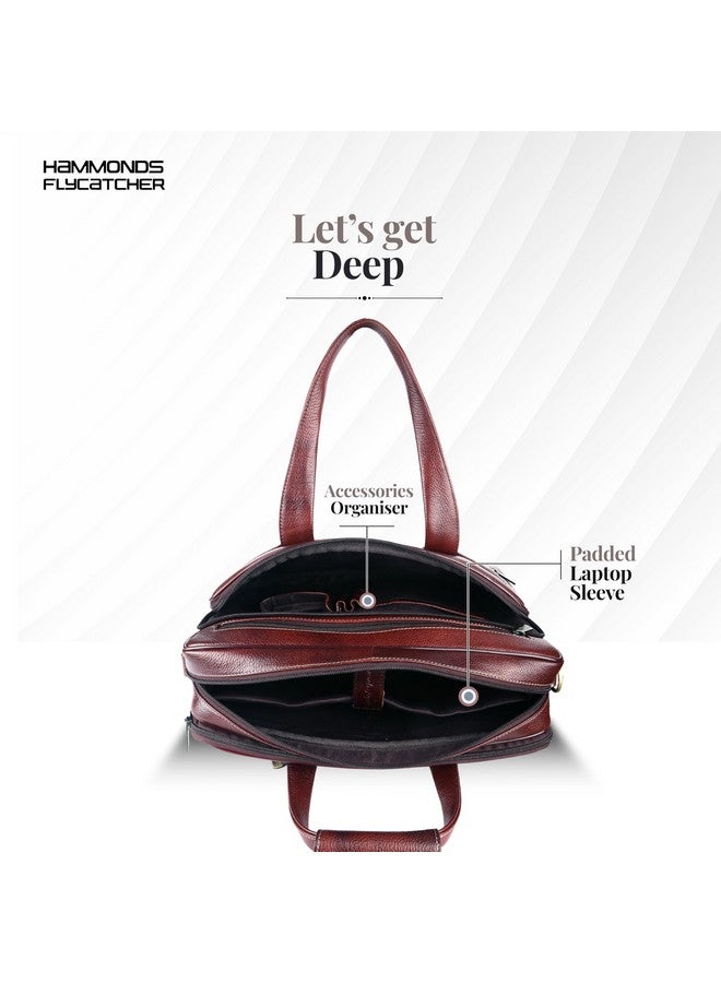 HAMMONDS FLYCATCHER Genuine Leather Office Bag for Men, 15.6 Inch Messenger Laptop Bag for Men with Adjustable Strap & Multiple Compartments, 1 Year Warranty - Office, Travel, Daily Use - Brown - Image 5